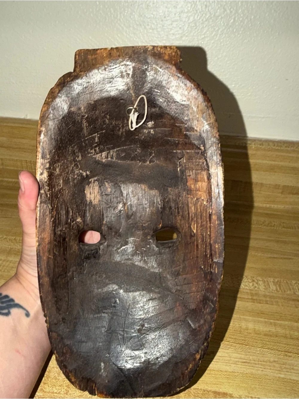 Hand Carved Wood Maori Upoko Head Artisan Wall‎ Decor NZ 10.5